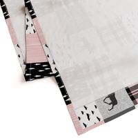 little lady - pink grey black woodland patchwork (90) C18BS