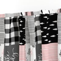 little lady - pink grey black woodland patchwork (90) C18BS