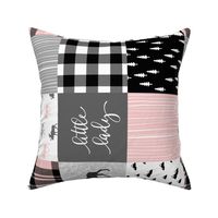 little lady - pink grey black woodland patchwork (90) C18BS