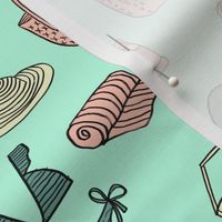 summer uniform // bathing suit beach flip flops swimsuit bikini vacation beach fabric mint