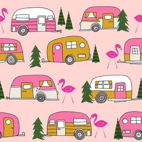 vintage camper (large) // pink vintage retro camper van cute retro design camping camper van retro camper