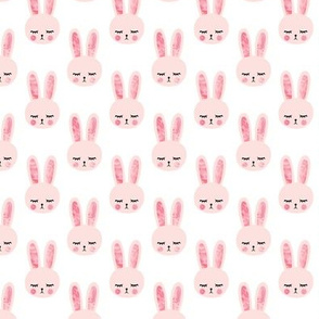 1.5" pink bunnies on white