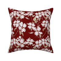 Dogwood Floral on Crimson