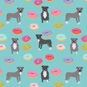 pitbull donuts grey coat blue dog breed fabric 