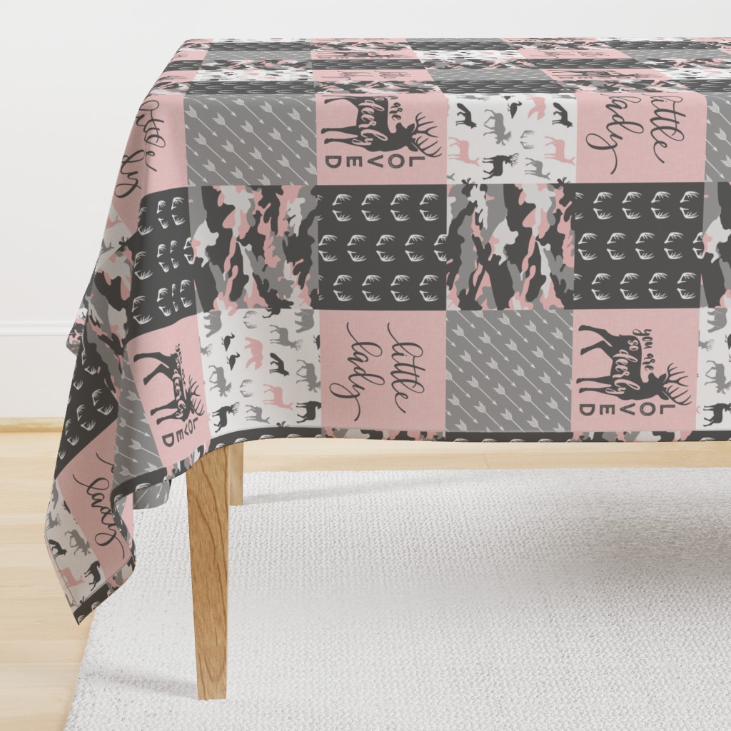 You are so deerly loved / little lady - pink and grey camo - woodland patchwork