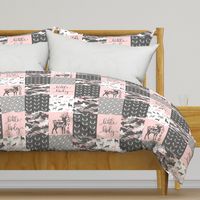 You are so deerly loved / little lady - pink and grey camo - woodland patchwork