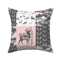 You are so deerly loved / little lady - pink and grey camo - woodland patchwork