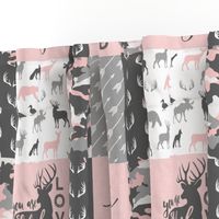 You are so deerly loved / little lady - pink and grey camo - woodland patchwork