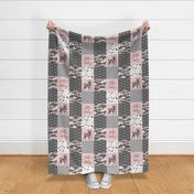 You are so deerly loved / little lady - pink and grey camo - woodland patchwork