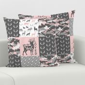 You are so deerly loved / little lady - pink and grey camo - woodland patchwork