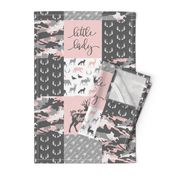 You are so deerly loved / little lady - pink and grey camo - woodland patchwork