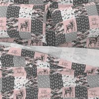 You are so deerly loved / little lady - pink and grey camo - woodland patchwork