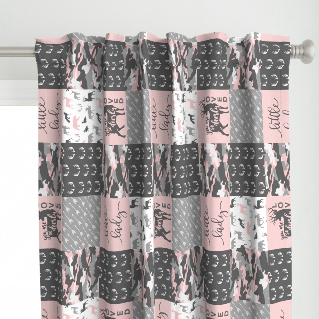 You are so deerly loved / little lady - pink and grey camo - woodland patchwork (90)