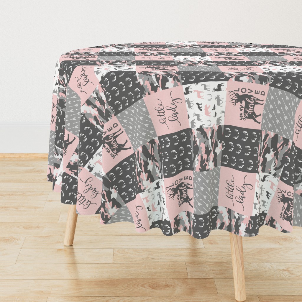 You are so deerly loved / little lady - pink and grey camo - woodland patchwork (90)