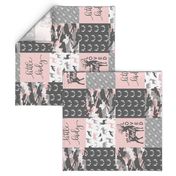 You are so deerly loved / little lady - pink and grey camo - woodland patchwork (90)