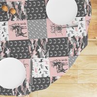 You are so deerly loved / little lady - pink and grey camo - woodland patchwork (90)