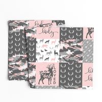 You are so deerly loved / little lady - pink and grey camo - woodland patchwork (90)