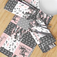 You are so deerly loved / little lady - pink and grey camo - woodland patchwork (90)