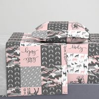 You are so deerly loved / little lady - pink and grey camo - woodland patchwork (90)