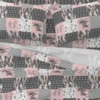 You are so deerly loved / little lady - pink and grey camo - woodland patchwork (90)