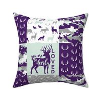 You are so deerly loved / little lady - purple and mint camo - woodland patchwork