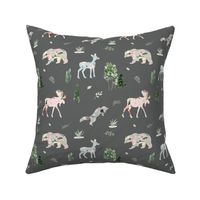 8" Floral Woodland Friends // Corduroy Gray