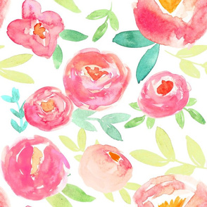 Romantic Sweet Rose Red Garden Watercolor Floral 