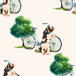 8" Dog With Bike - Ivory