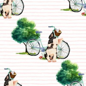 8" Dog With Bike - Pink Stripes