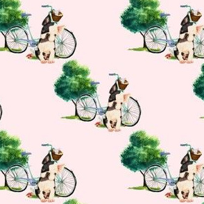 4" Dog With Bike - Pink