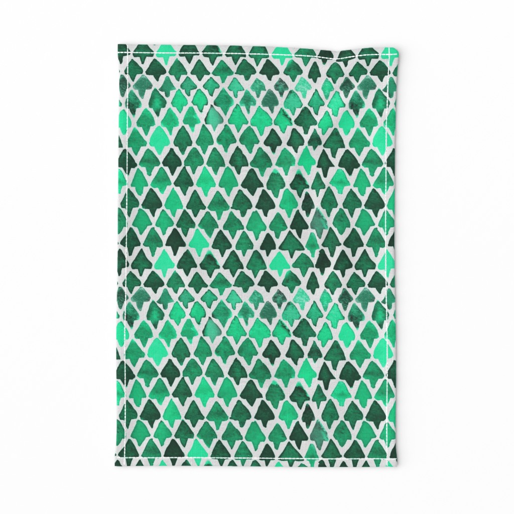 Forest Watercolor Abstract Geometric Trees  // Green Triangles / Camping / Woods / Woodland