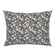 Funky Vintage Floral // Monochrome Black and White // Color Your Own Flower Garden