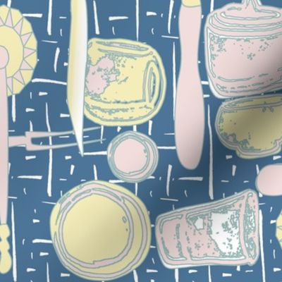 Kitchen Gadgets for Cooking butter yellow, piglet pink on blue