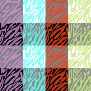 Neon cats zebra plaid black