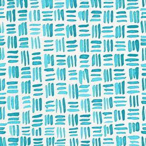 Indigo Watercolor Abstract Geometric Texture // Turquoise Crosshatch Basket Weave Lines
