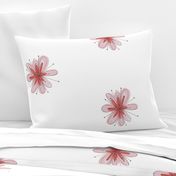 Single Pink Floral White Background Large Scale