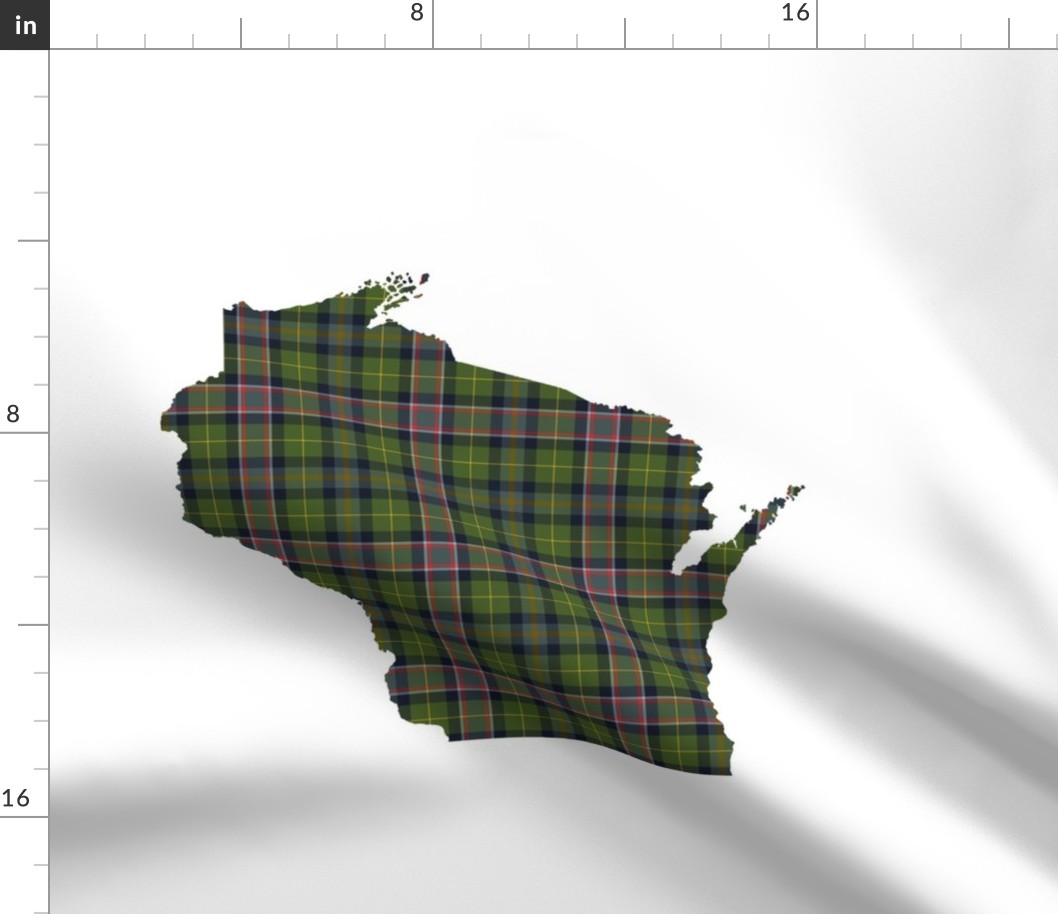 Wisconsin silhouette - 18" silhouette filled with 3" warmer tartan
