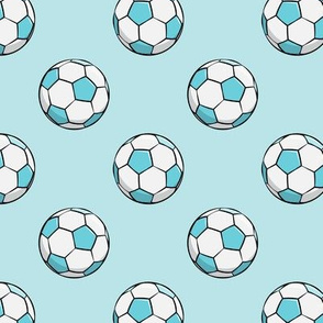 soccer balls (blue on blue)