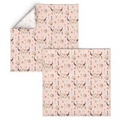 Boho Aztec Bison Skull Flowers (baby pink) – Longhorn Bull Horns Southwest Baby Girl Nursery A