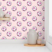 soccer balls - pink on light pink