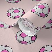 soccer balls - pink on light pink