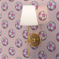 soccer balls - pink on light pink