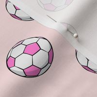 soccer balls - pink on light pink
