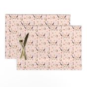 Boho Aztec Bison Skull Flowers (baby pink) – Longhorn Bull Horns Southwest Baby Girl Nursery B