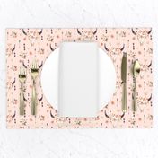 Boho Aztec Bison Skull Flowers (baby pink) – Longhorn Bull Horns Southwest Baby Girl Nursery B