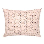 Boho Aztec Bison Skull Flowers (baby pink) – Longhorn Bull Horns Southwest Baby Girl Nursery B