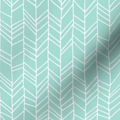 Mint Crazy Chevron Herringbone Hand Drawn Geometric Pattern GingerLous