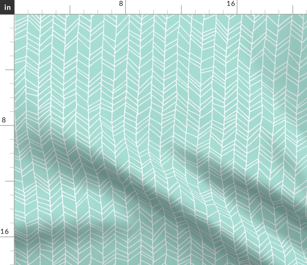 Mint Crazy Chevron Herringbone Hand Drawn Geometric Pattern GingerLous