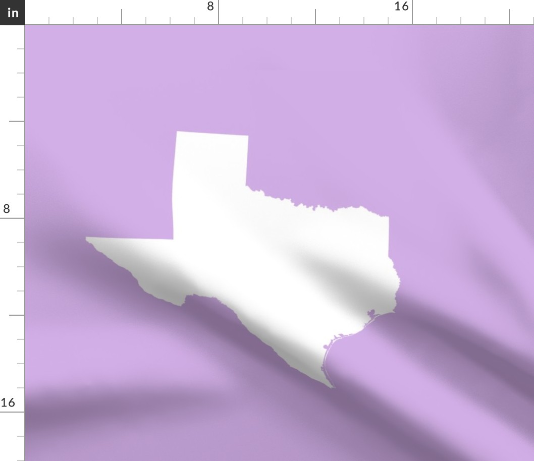 Texas silhouette - 18" white on lilac