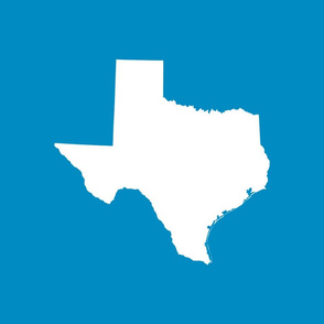 Texas silhouette - 18" white on bright blue